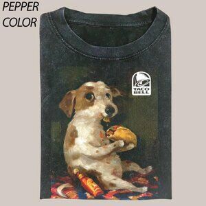 Dog Chill With Taco Bell Vintage Graphic T-shirt, Funny Meme Tee, Dog Lover